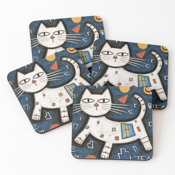 Item preview, Abstract white cat, childlike charm. designed and sold by Shoot-The-Moon.