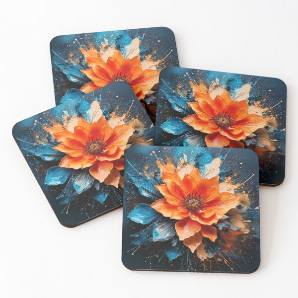 Item preview, A digital art piece featuring a flower with bold orange and blue tones and intricate details. designed and sold by mc-webdesign.