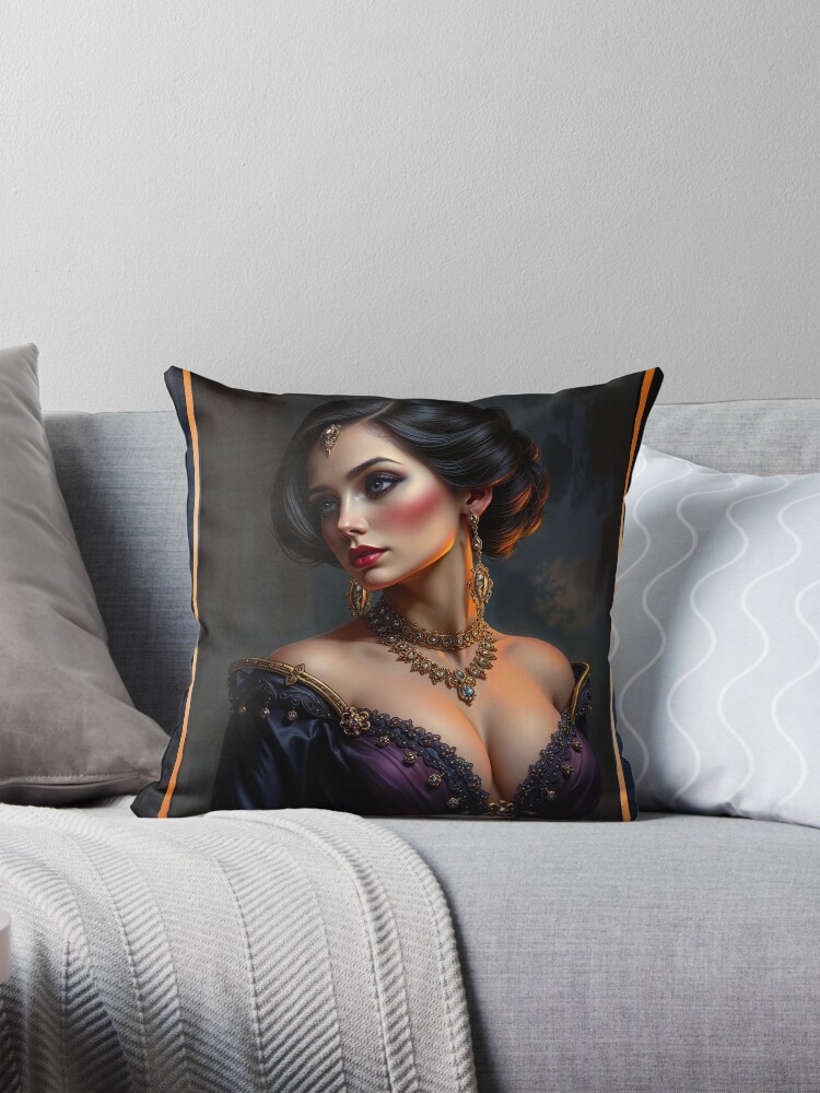 Timeless Elegance Portrait of The Grande Dame Catherine Lumae in Luxurious Attire AI Concept Art by Xzendor7 4 Timeless Elegance Portrait of The Grande Dame Catherine Lumae in Luxurious Attire Captivating AI Concept Art by Xzendor7 Decorative Art Print Throw Pillow