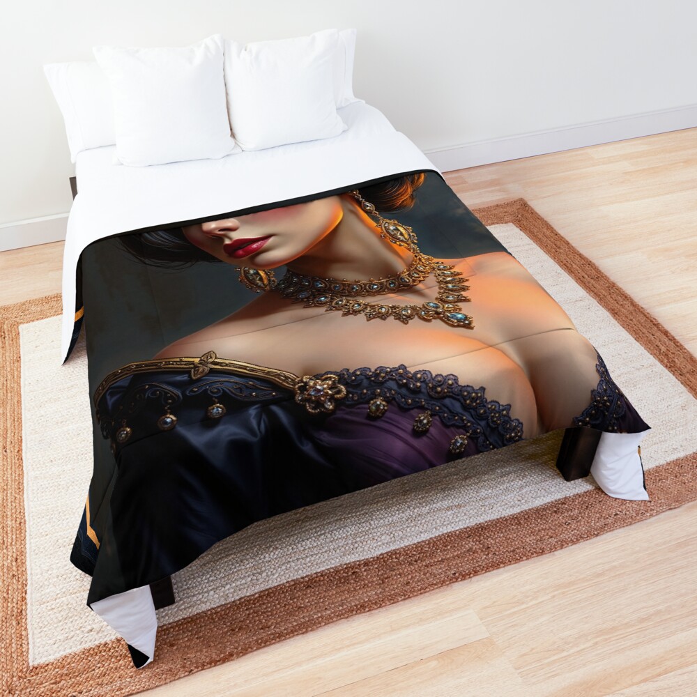 Timeless Elegance Portrait of The Grande Dame Catherine Lumae in Luxurious Attire AI Concept Art by Xzendor7 3 Timeless Elegance Portrait of The Grande Dame Catherine Lumae in Luxurious Attire Captivating AI Concept Art by Xzendor7 Decorative Art Print Comforter