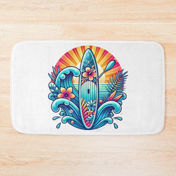 Item preview, Tropical Paddle Board Paradise: Vibrant Hibiscus & Ocean Waves Design designed and sold by PawtopiaDesigns.