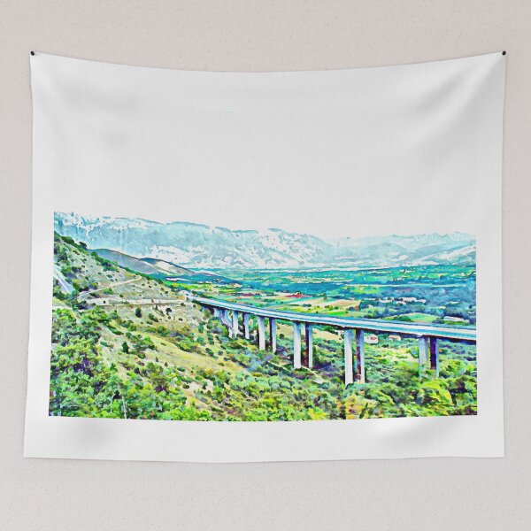 Item preview, Abruzzo landscape with motorway viaduct from train window designed and sold by Giuseppe Cocco.