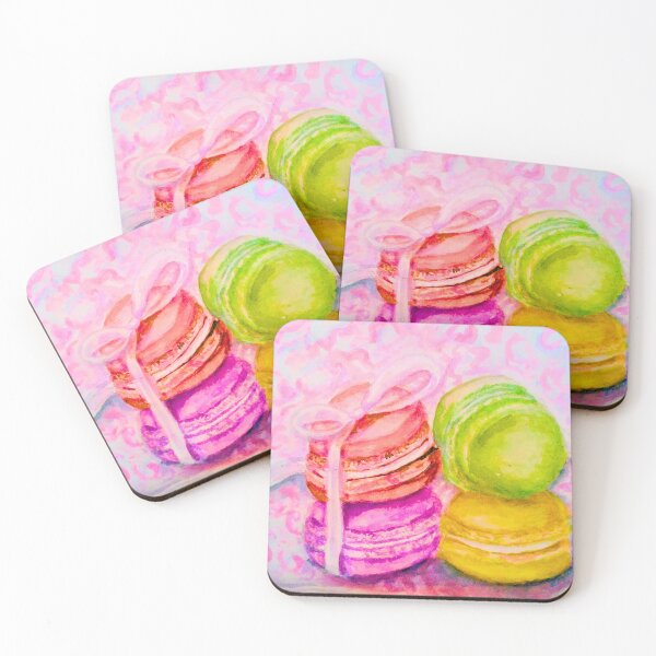 Item preview, Colorful Macarons dessert with a ribbon watercolor painting  designed and sold by happiartworks .