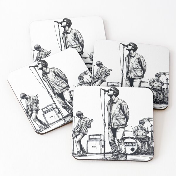 Item preview, Minimalist Line Art of Oasis Performing – Retro Britpop Band Design designed and sold by SmartProof Branding.