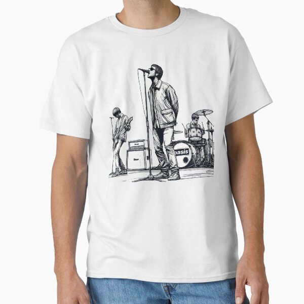 Item preview, Minimalist Line Art of Oasis Performing – Retro Britpop Band Design designed and sold by SmartProof Branding.