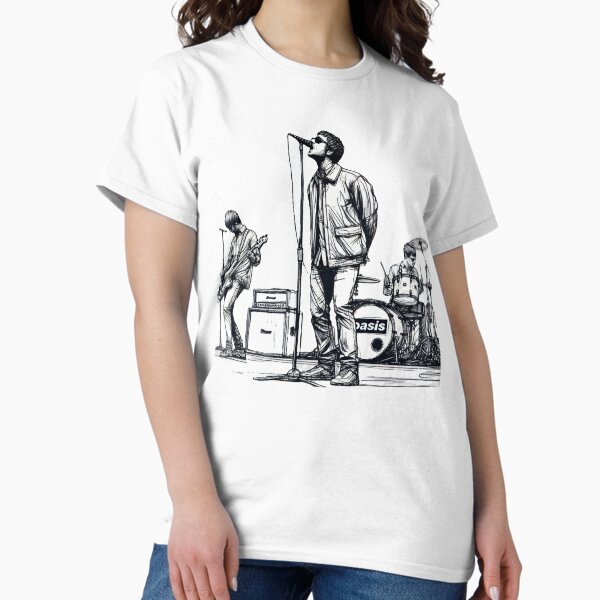 Item preview, Minimalist Line Art of Oasis Performing – Retro Britpop Band Design designed and sold by SmartProof Branding.