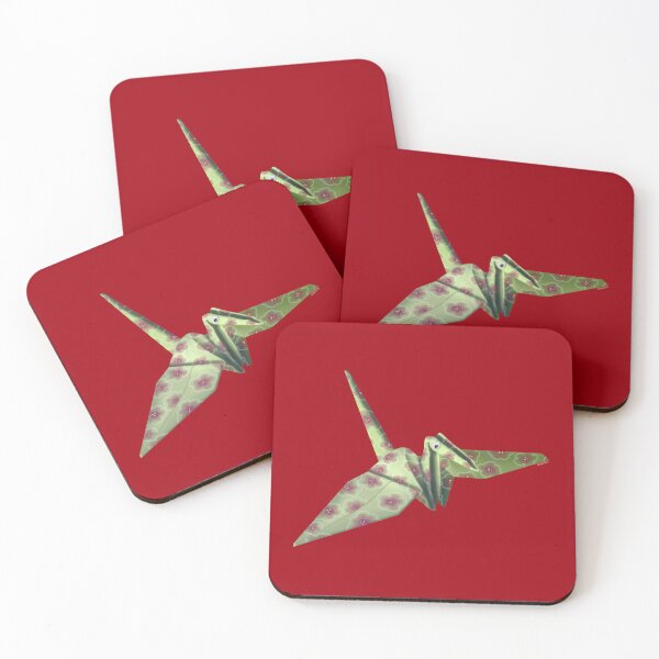 Item preview, Green Origami Crane with Pink Flowers designed and sold by TimeLady's Closet.
