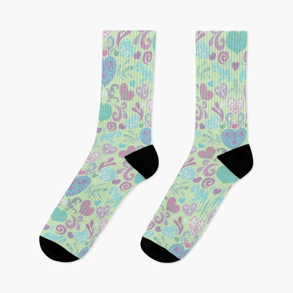 Item preview, Pastel Decorated Nordic Hearts Damask Pink Mint Blue Lilac designed and sold by GenAumonier.