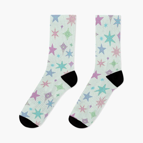 Artikelvorschau, Pastell verstreute nordische Weihnachtssterne Rosa Mint Blau Lila entworfen und verkauft von GenAumonier.