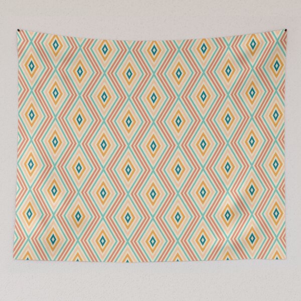 Item preview, Coral and Teal Pastel Diamond Pattern designed and sold by CriaCreative.