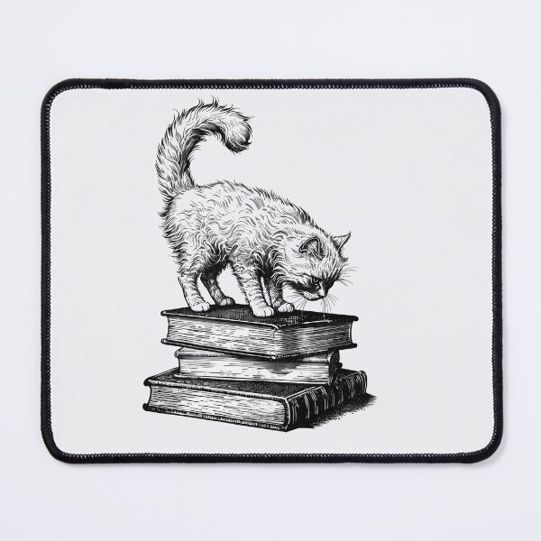 Item preview, White cat on stack of books designed and sold by Naklebuto.