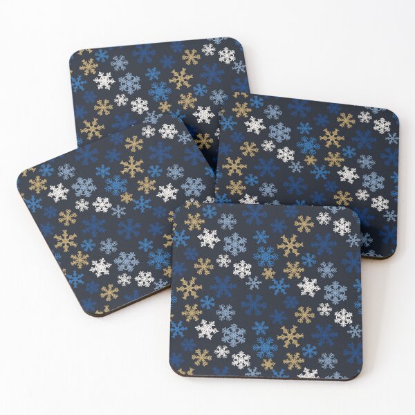 Item preview, Royal Blue Scattered Nordic Snowflakes Blue White Gold Large designed and sold by GenAumonier.