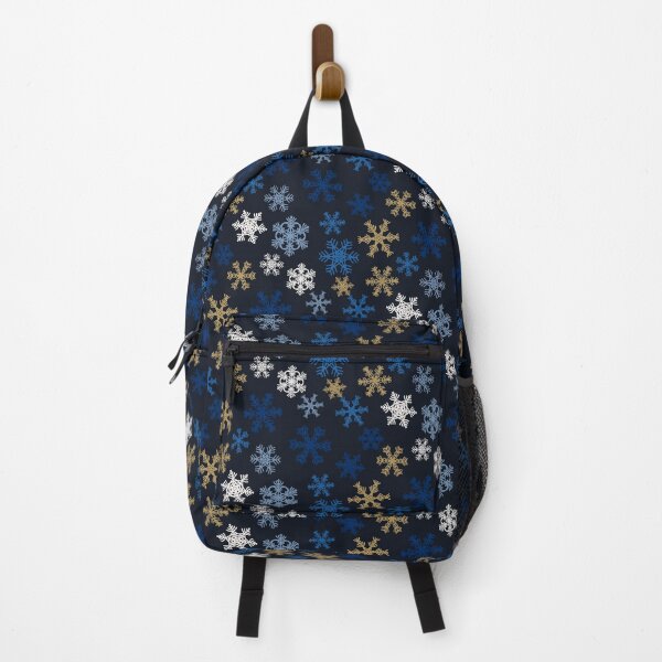 Item preview, Royal Blue Scattered Nordic Snowflakes Blue White Gold Large designed and sold by GenAumonier.