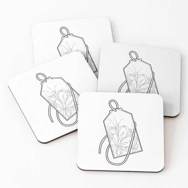 Item preview, Omamori with spider lilies designed and sold by Karina Bucior.