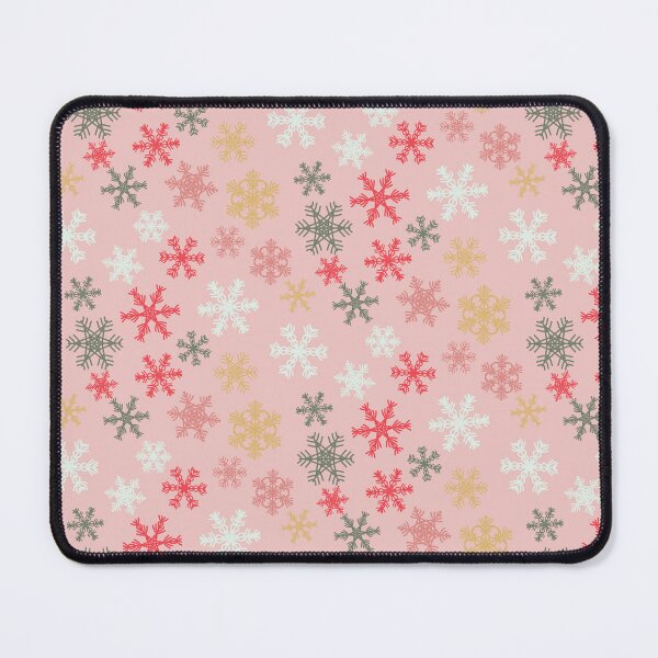 Item preview, Soft Pink Scattered Nordic Snowflakes Pink Green Gold designed and sold by GenAumonier.