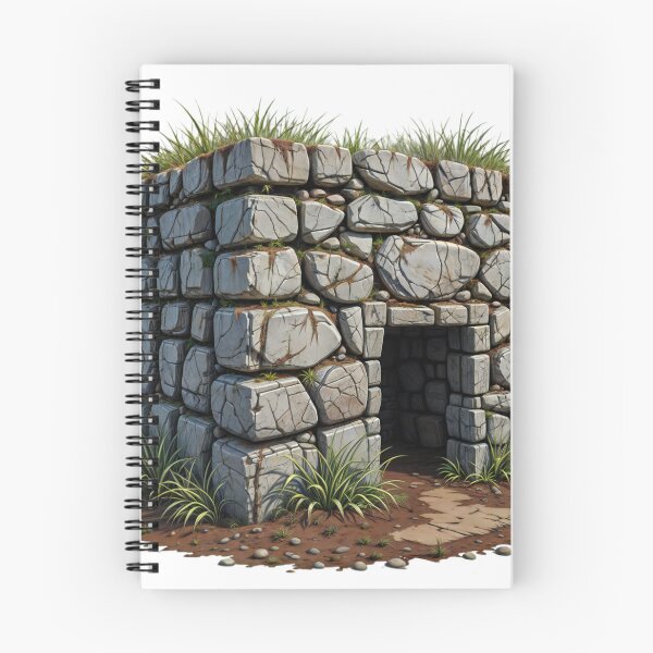 Item preview, Ancient Stone Structure with Grass Covered Roof in Isolated Setting designed and sold by Creative88Art.