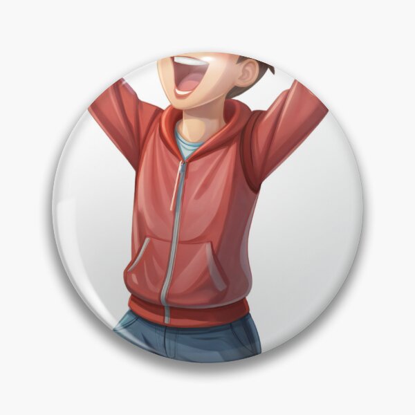 Item preview, Animated Young Boy in Red Hoodie Kneeling with Raised Arms designed and sold by Creative88Art.