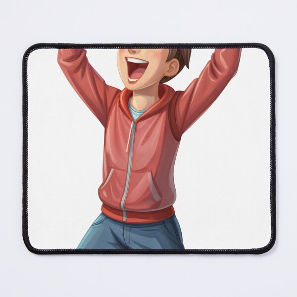 Item preview, Animated Young Boy in Red Hoodie Kneeling with Raised Arms designed and sold by Creative88Art.