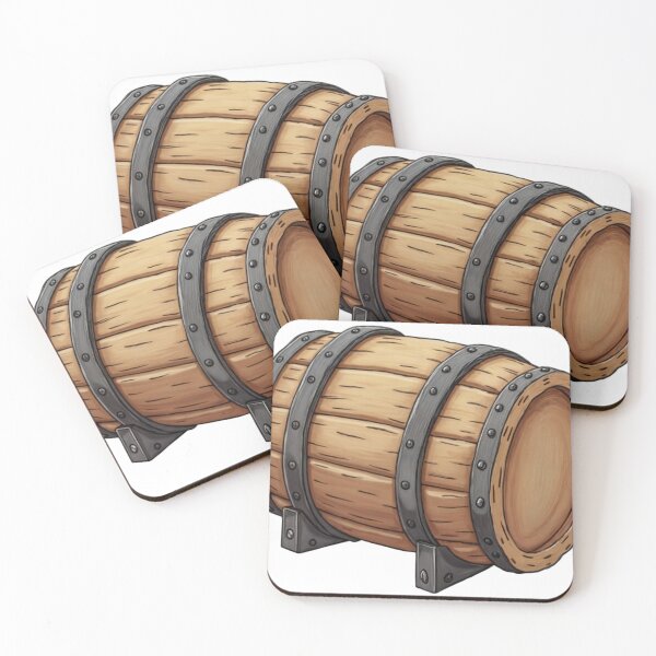 Item preview, Wooden Barrel with Metal Bands on Metal Stands Isolated designed and sold by Creative88Art.