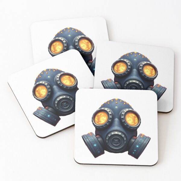 Item preview, Futuristic Gas Mask with Glowing Orange Lenses on Black Background designed and sold by Creative88Art.