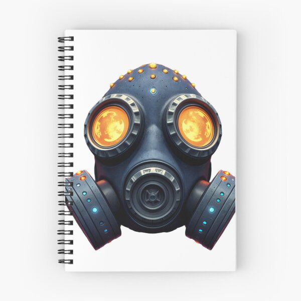 Item preview, Futuristic Gas Mask with Glowing Orange Lenses on Black Background designed and sold by Creative88Art.
