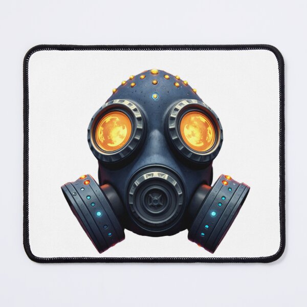 Item preview, Futuristic Gas Mask with Glowing Orange Lenses on Black Background designed and sold by Creative88Art.