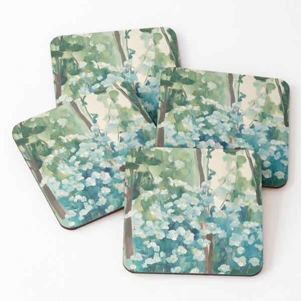 Item preview, Forget me nots rustic flower field textured painting designed and sold by SUNED.
