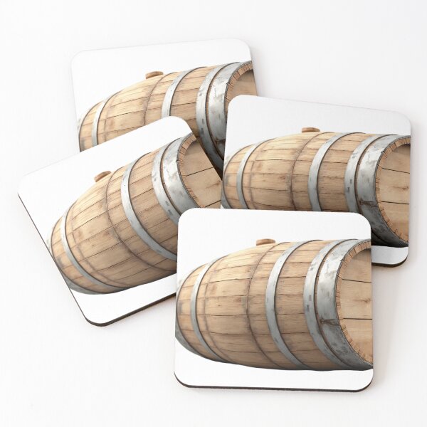Item preview, Wooden Barrel with Metal Bands Against Black Background designed and sold by Creative88Art.