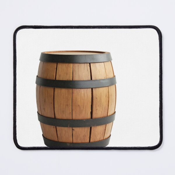 Item preview, Classic Wooden Barrel with Metal Bands on Black Background designed and sold by Creative88Art.