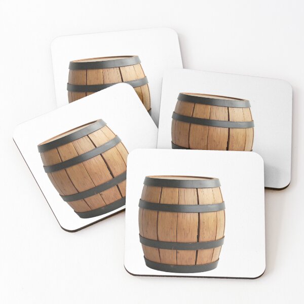 Item preview, Classic Wooden Barrel with Metal Bands on Black Background designed and sold by Creative88Art.