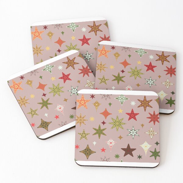 Item preview, Traditional Scattered Nordic Christmas Stars Red Green Gold designed and sold by GenAumonier.