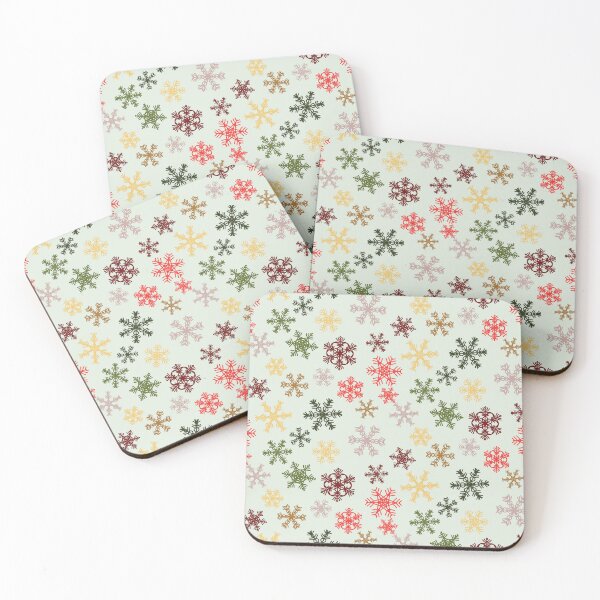 Item preview, Traditional Scattered Nordic Snowflakes Red Green Gold designed and sold by GenAumonier.