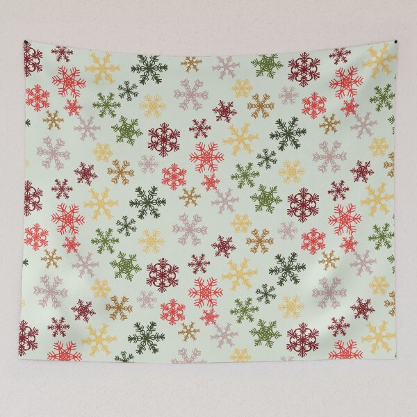 Item preview, Traditional Scattered Nordic Snowflakes Red Green Gold designed and sold by GenAumonier.