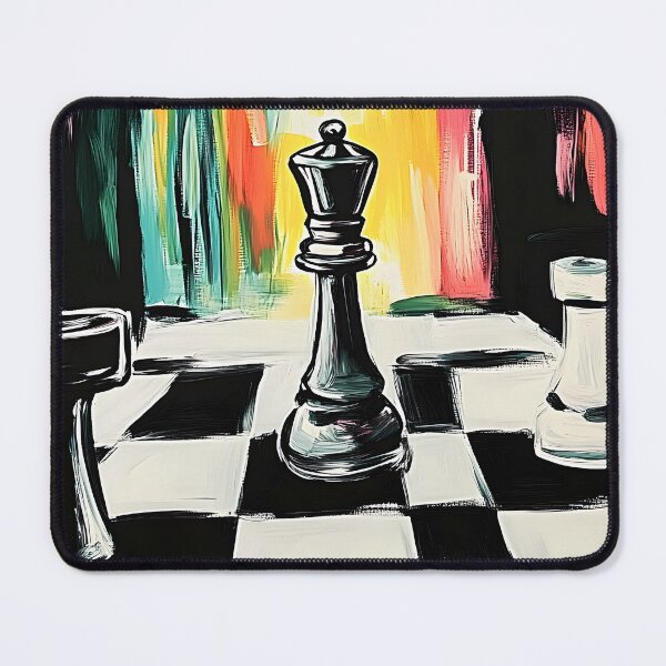 Item preview, Strategic Mastery on a Checkered Canvas Vibrant Chess Art in Abstract Elegance Digital AI Art designed and sold by OlfactoART Studio.