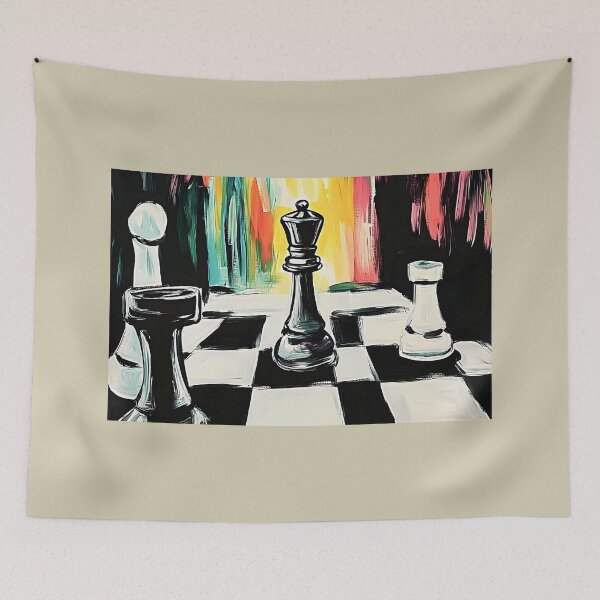 Item preview, Strategic Mastery on a Checkered Canvas Vibrant Chess Art in Abstract Elegance Digital AI Art designed and sold by OlfactoART Studio.