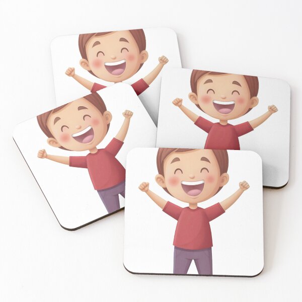 Item preview, Cartoon Illustration of Joyful Child with Raised Arms and Brown Hair designed and sold by Creative88Art.