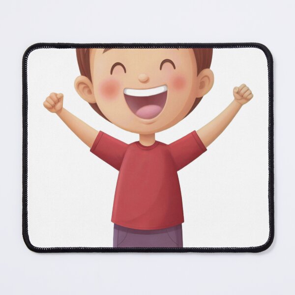 Item preview, Cartoon Illustration of Joyful Child with Raised Arms and Brown Hair designed and sold by Creative88Art.