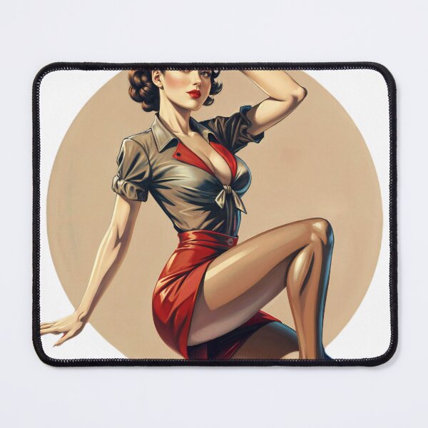 Item preview, Stylized Illustration of Woman in Classic Pin Up Pose with Retro Attire designed and sold by Creative88Art.