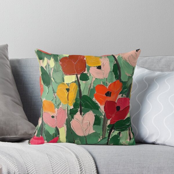 Item preview, Vibrant spring meadow filled with bold tulip colorful textured impasto painting designed and sold by SUNED.