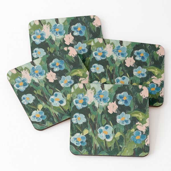 Item preview, Field of forget-me-nots colorful textured painting designed and sold by SUNED.