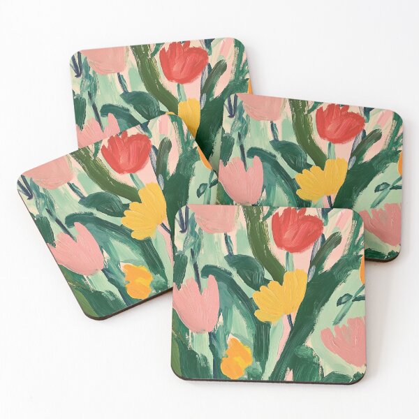 Item preview, Vibrant spring meadow tulips colorful textured painting designed and sold by SUNED.