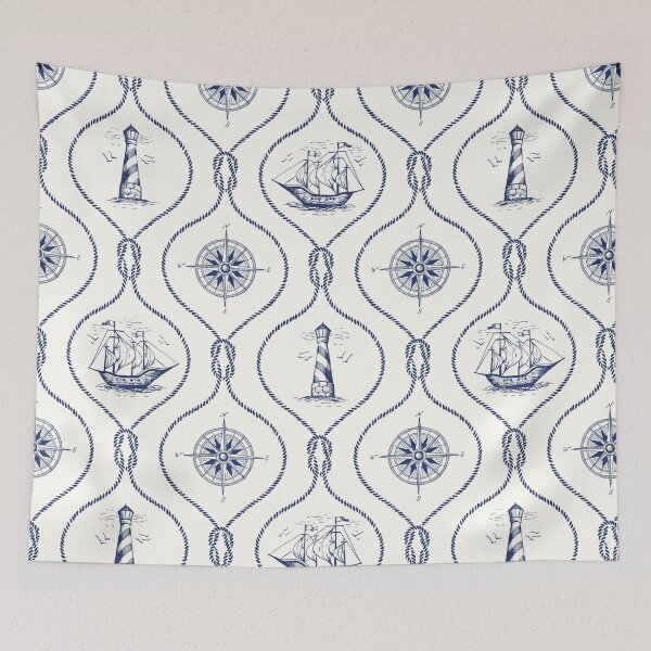 Item preview, Blue Nautical Sailor Design, Beach House Print designed and sold by newburyboutique.