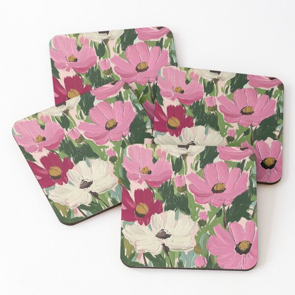 Item preview, Pink blush and white flowers colorful vibrant textured painting designed and sold by SUNED.