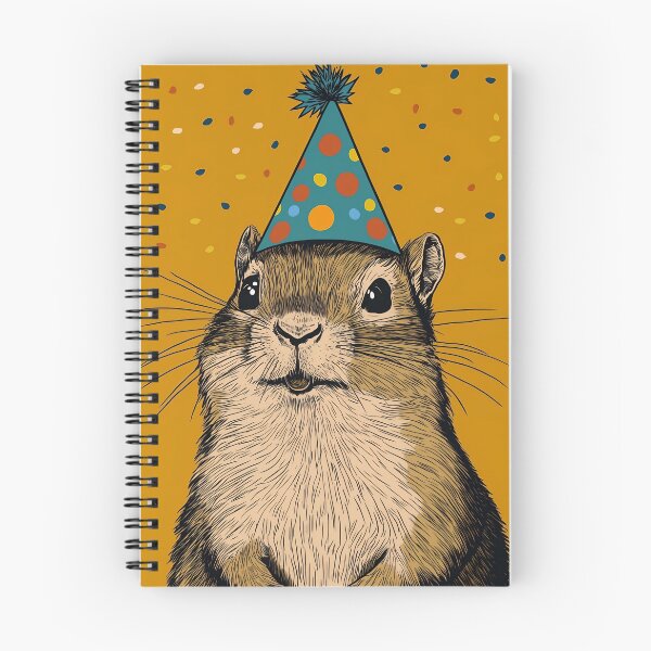 Item preview, Cheerful Chipmunk with Party Hat designed and sold by TringTringCards.