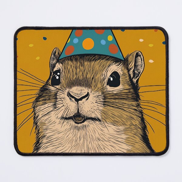 Item preview, Cheerful Chipmunk with Party Hat designed and sold by TringTringCards.