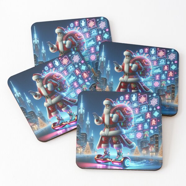 Item preview, Santa Claus riding a glowing hoverboard designed and sold by dvirmalka.