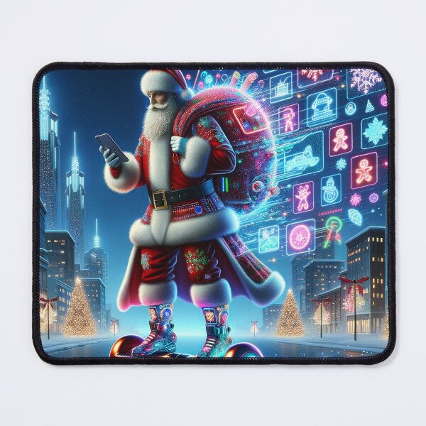 Item preview, Santa Claus riding a glowing hoverboard designed and sold by dvirmalka.
