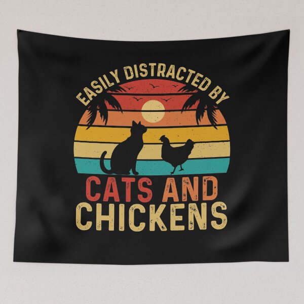Item preview, Easily Distracted By Cats And Chickens Retro Vintage Funny Animals Cute designed and sold by Nicet-shirt1.