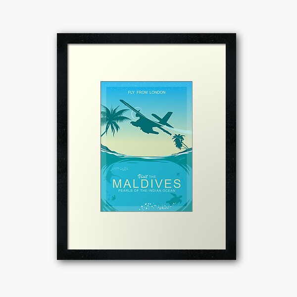 Retro Travel: Visit the Maldives - Pearls of the Indian Ocean Framed Art Print
