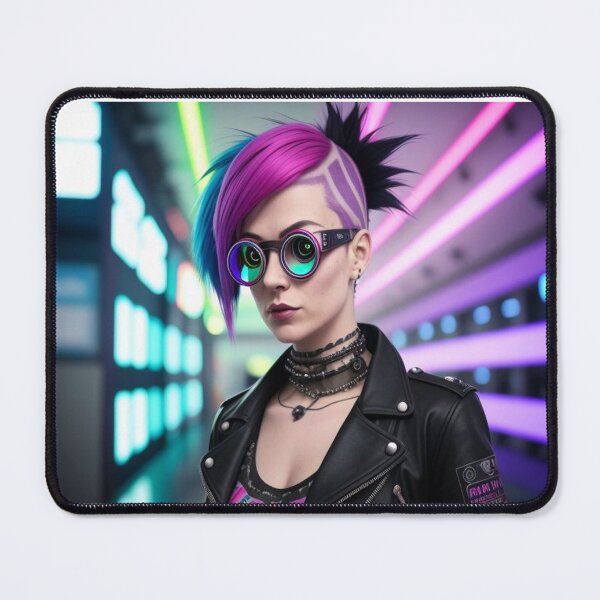 Item preview, Techno Punk Girl With Glasses Blue Pink Hair  designed and sold by highplacidity.